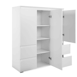Aparador alto SKIPPER 3 portas 4 gavetas branco