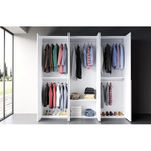 Roupeiro CLAUDIA portas batentes 240x238cm branco