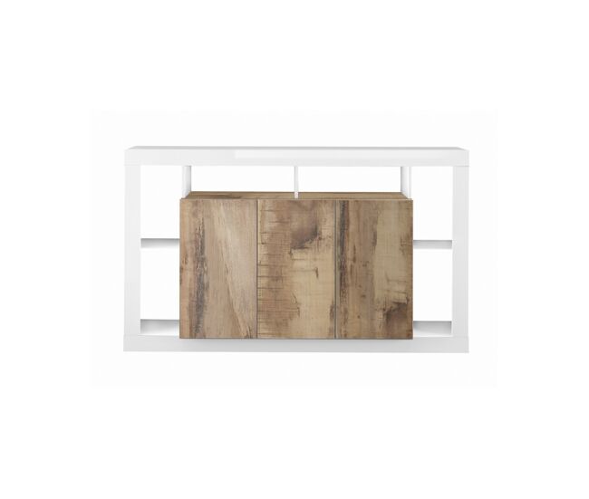 Aparador 3 puertas rimini blanco y roble - conforama