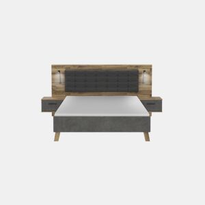 Conjunto cama 150x190cm cabeceira e mesas de cabeceira RICCIANO