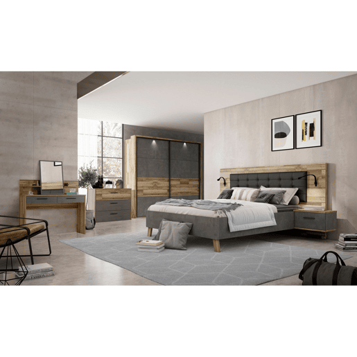 Conjunto cama 150x190cm cabeceira e mesas de cabeceira RICCIANO