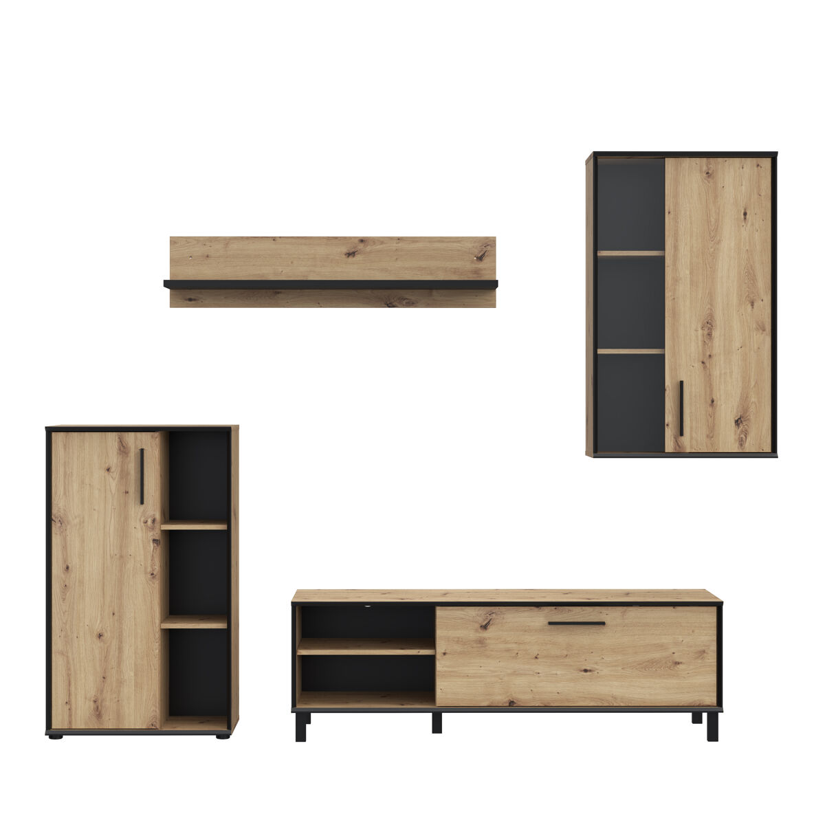 Mueble compacto de tv portopino 236cm roble