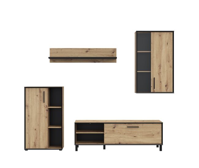 Mueble compacto de tv portopino 236cm roble
