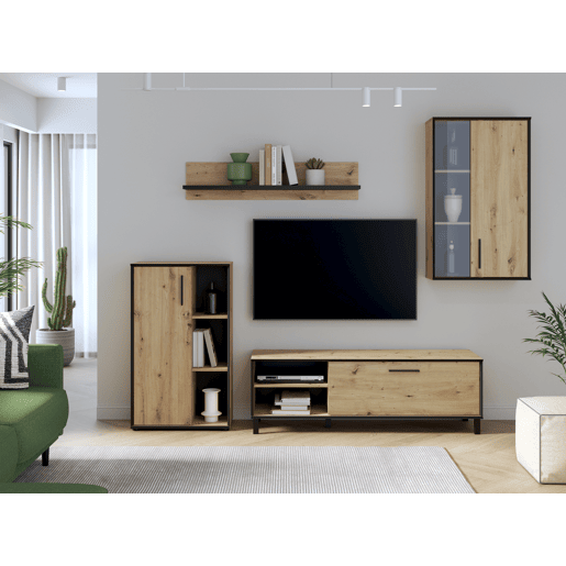 Móvel compacto de TV PORTOPINO 236cm carvalho