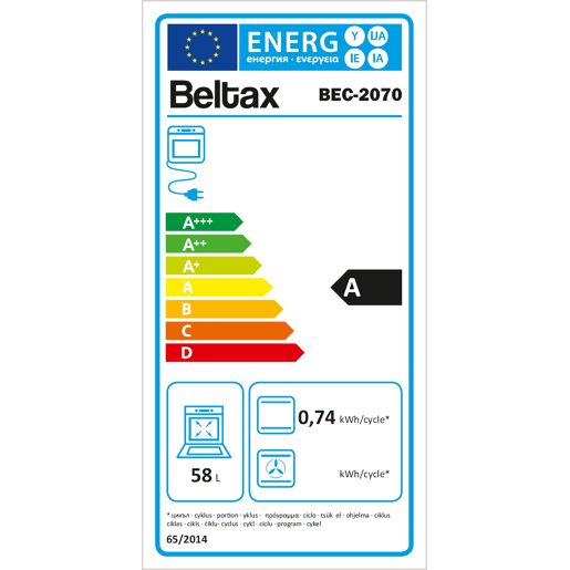 Fogão BELTAX BEC-2070 elétrico 58 litros 50cm