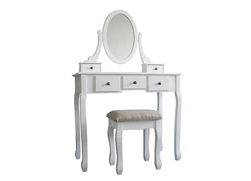 Tocador HANNAH con 5 cajones espejo y banco