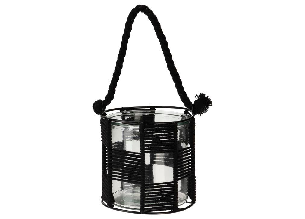 Farolillo DECO cuerda negro 14x12cm