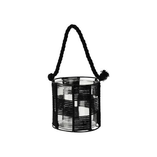 Lanterna DECO corda preta 14x12cm