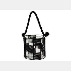 Lanterna DECO corda preta 14x12cm