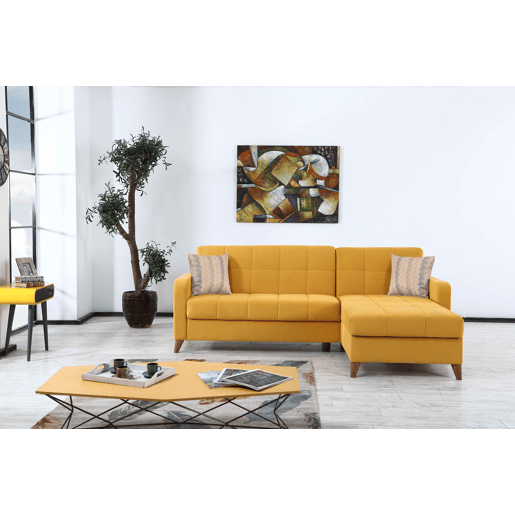 Chaise longue com cama LIKA reversível 4 lugares amarelo