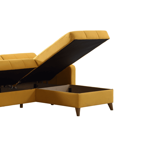 Chaise longue com cama LIKA reversível 4 lugares amarelo