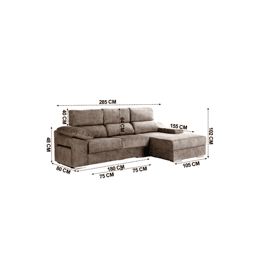 Chaise longue DANIELA II dereita 4 lugares vison