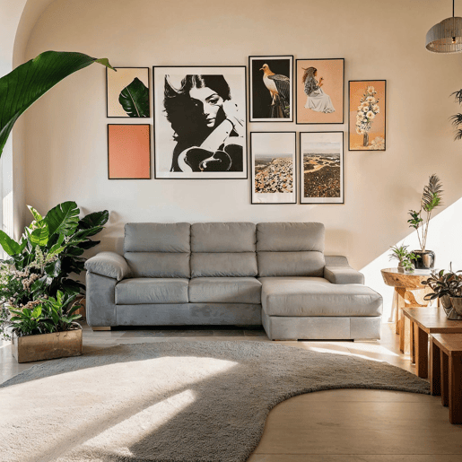 Chaise longue DANIELA II dereita 4 lugares cinza