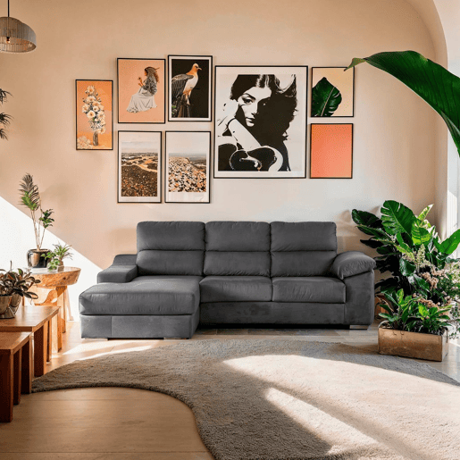Chaise longue DANIELA II esquerda 4 lugares antracite Chaise longue DANIELA II esquerda 4 lugares antracite
