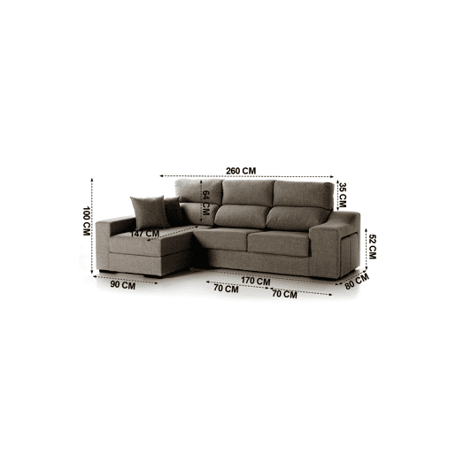 Chaise longue DANIELA II esquerda 4 lugares vison Chaise longue DANIELA II esquerda 4 lugares vison