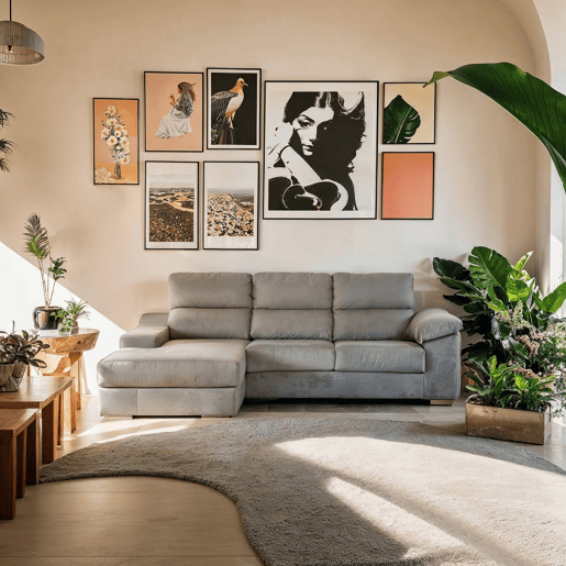 Chaise longue DANIELA II esquerda 4 lugares cinza Chaise longue DANIELA II esquerda 4 lugares cinza