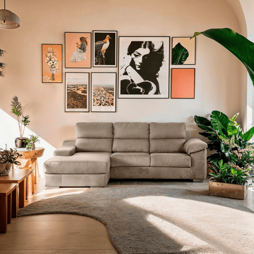 Chaise longue DANIELA II esquerda 4 lugares bege
