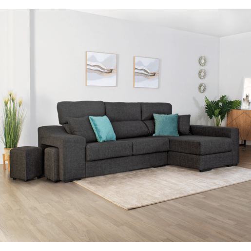Chaise longue LUCIA IV dereita 4 lugares cinza