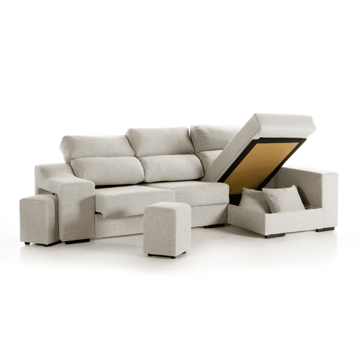 Chaise longue LUCIA IV dereita 4 lugares cinza claro