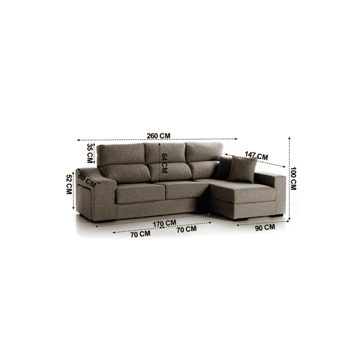 Chaise longue LUCIA IV dereita 4 lugares vison