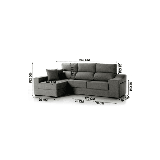 Chaise longue LUCIA IV esquerda 4 lugares cinza Chaise longue LUCIA IV esquerda 4 lugares cinza