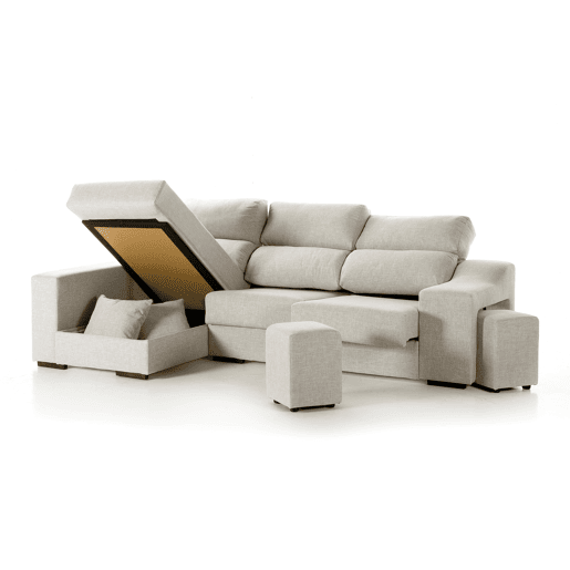 Chaise longue LUCIA IV esquerda 4 lugares cinza claro