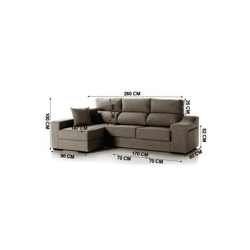 Chaise longue LUCIA IV esquerda 4 lugares vison