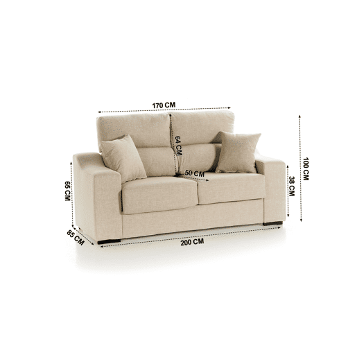 Sofá de 2 lugares bege LUCIA 5