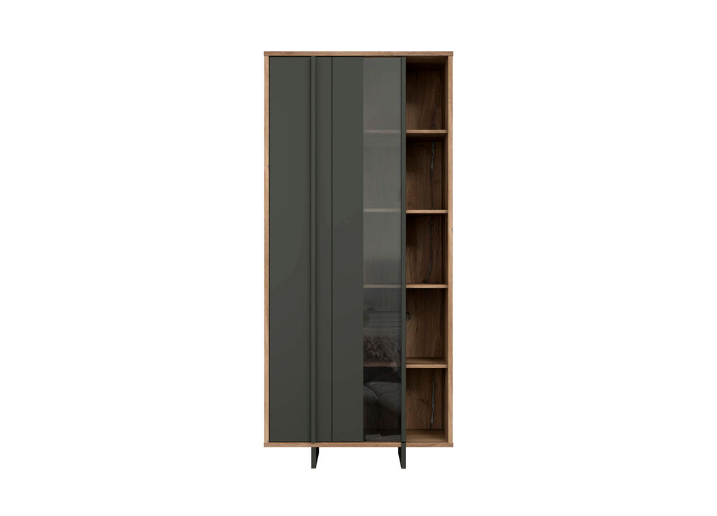 Vitrina de 1 puerta JOKKAZ color roble y negro