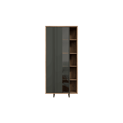 Vitrine de 1 porta JOKKAZ carvalho e preto