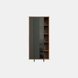 Vitrine de 1 porta JOKKAZ carvalho e preto