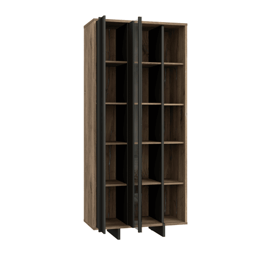 Vitrine de 1 porta JOKKAZ carvalho e preto