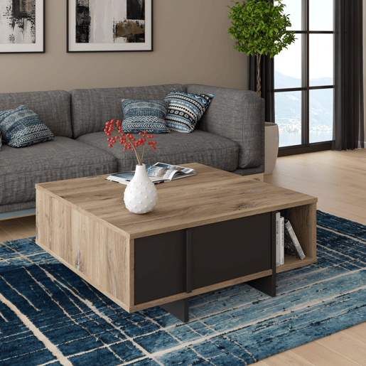 Mesa de centro JOKKAZ cor carvalho e preto Mesa de centro JOKKAZ cor carvalho e preto