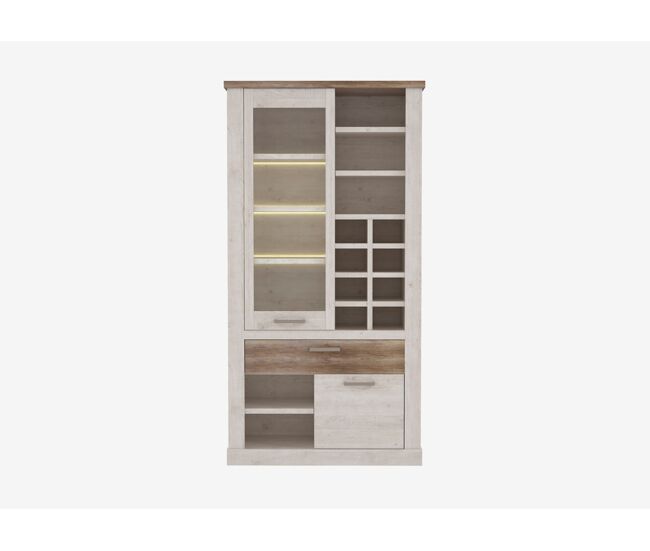 Vitrina doble 2 puertas verona blanco y madera