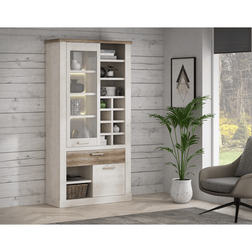 Vitrine dupla 2 portas VERONA branco e madeira Vitrine dupla 2 portas VERONA branco e madeira