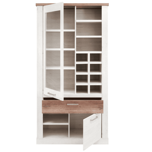 Vitrine dupla 2 portas VERONA branco e madeira Vitrine dupla 2 portas VERONA branco e madeira