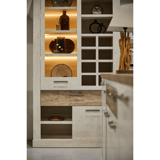 Vitrine dupla 2 portas VERONA branco e madeira Vitrine dupla 2 portas VERONA branco e madeira