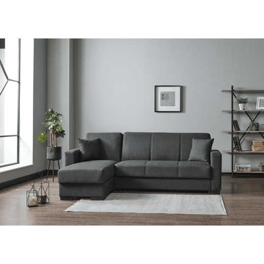 Chaise longue ANGELO com cama reversível 3 lugares cinza escuro