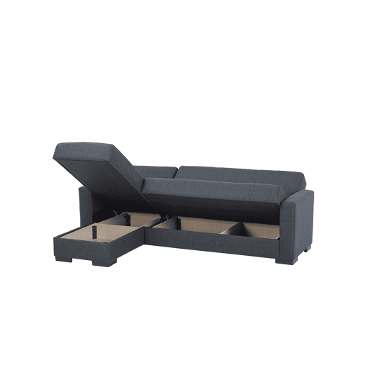 Chaise longue ANGELO com cama reversível 3 lugares cinza escuro
