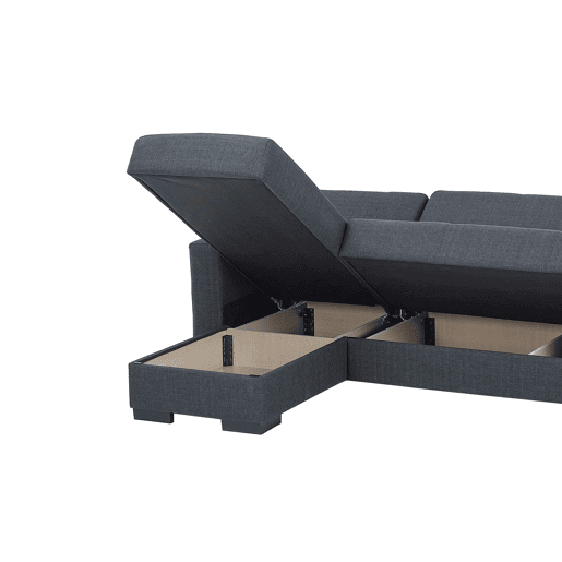 Chaise longue ANGELO com cama reversível 3 lugares cinza escuro