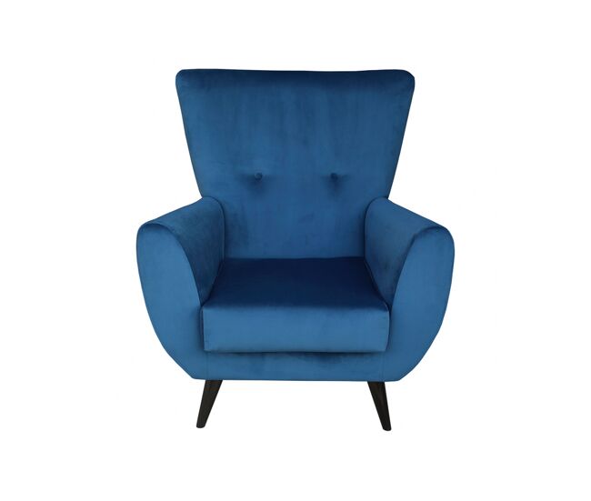 Sillón fijo rober color azul y patas de metal color gris