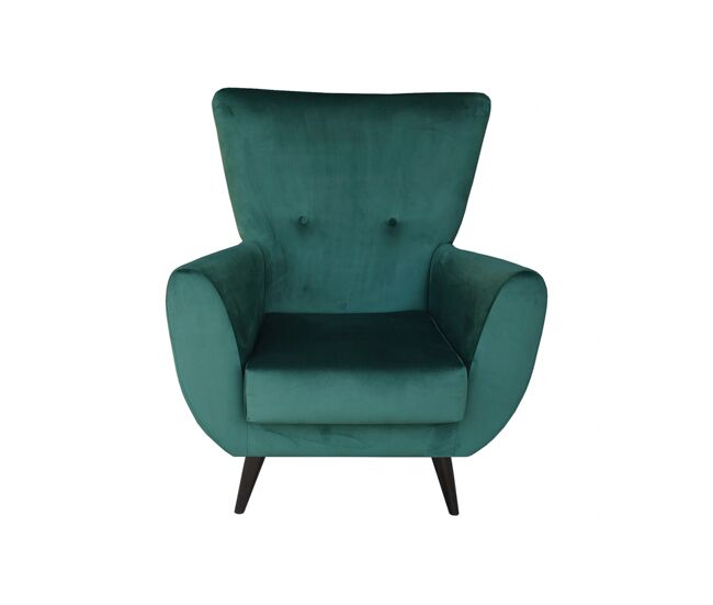 Sillón fijo rober color verde y patas de metal color gris
