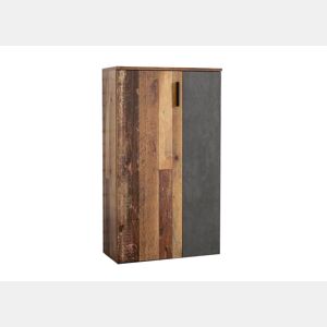 Sapateira com 2 portas e 5 prateleiras BOOTS preto e madeira