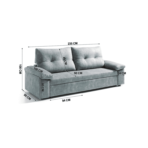 Sofá cama MIXX com almofadas no encosto 3 lugares cinza Sofá cama MIXX com almofadas no encosto 3 lugares cinza