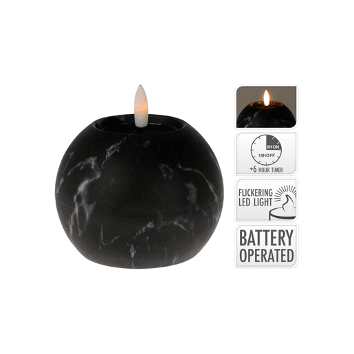 Vela Led com acabamento MÁRMORE cor preta
