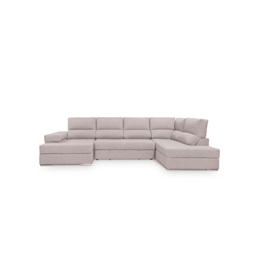 Sofá de canto dereito com cama 5 lugares BARI XXL cinza claro
