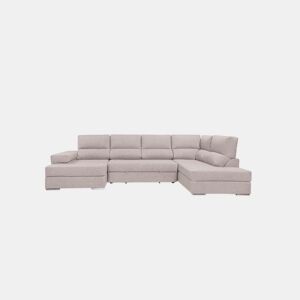 Sofá de canto dereito com cama 5 lugares BARI XXL cinza claro
