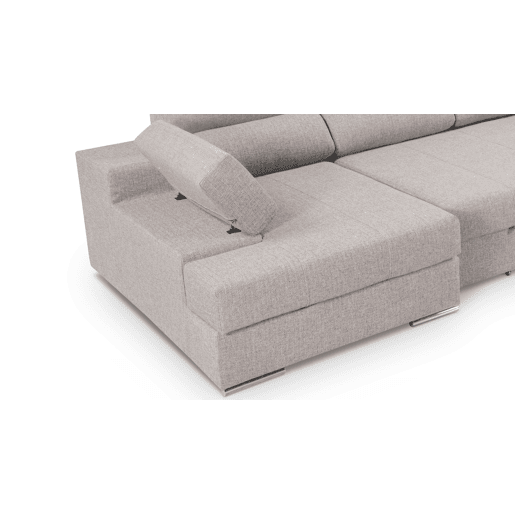 Sofá de canto dereito com cama 5 lugares BARI XXL cinza claro