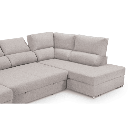 Sofá de canto dereito com cama 5 lugares BARI XXL cinza claro