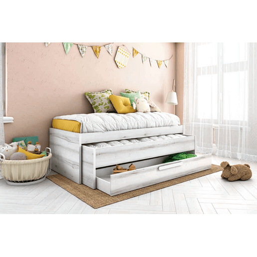 Cama nido 90x190cm SNOW cinza e branco